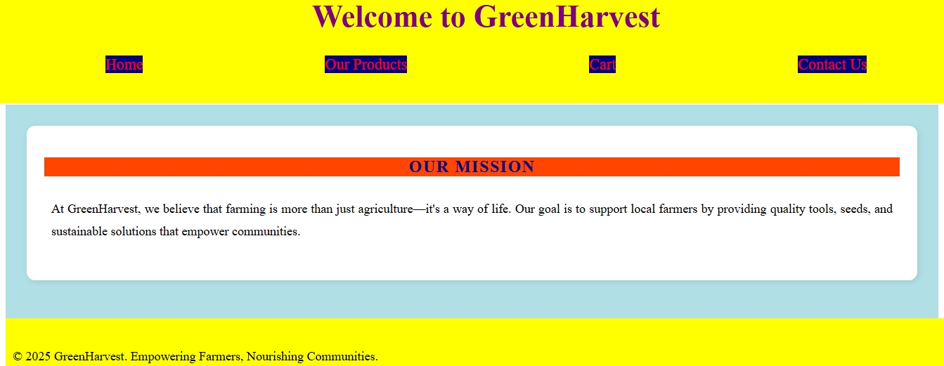 Green Harvest E-commerce Website